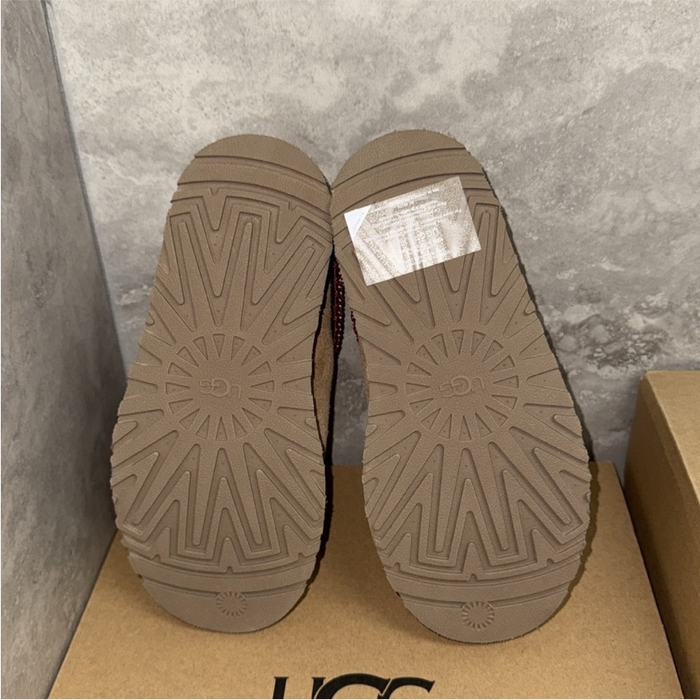 UGG Brown Suede Slip-Ons with Red Accent - Picture 5 of 5